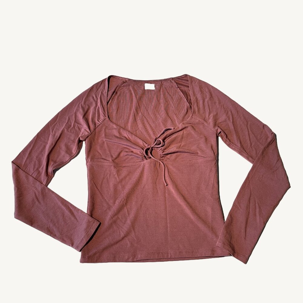Wilfred Sweetheart Keyhole Longsleeve Top Ashy Rose Size Medium